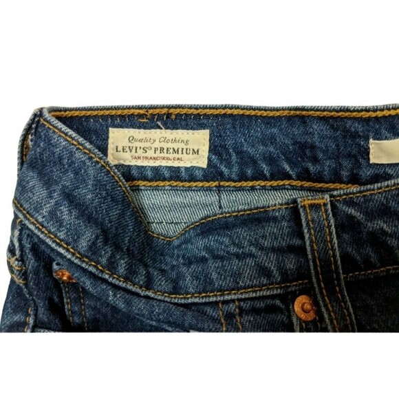 Levis Jean Shorts  Womens 27  Button-Fly High-Rise Cut Off Wedgie Straight Denim - Picture 4 of 8